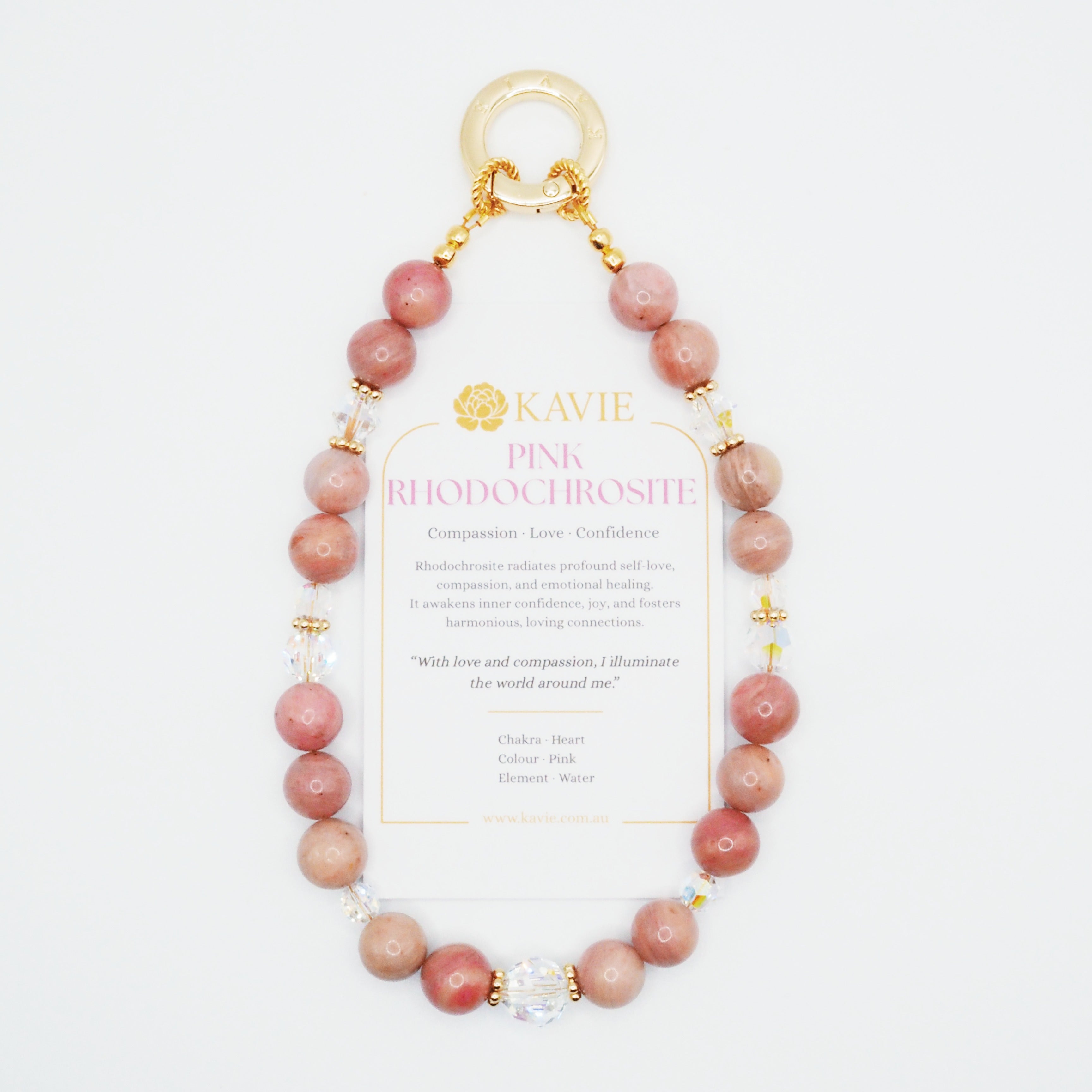 Pink Rhodochrosite | Phone Chain Wrist Strap