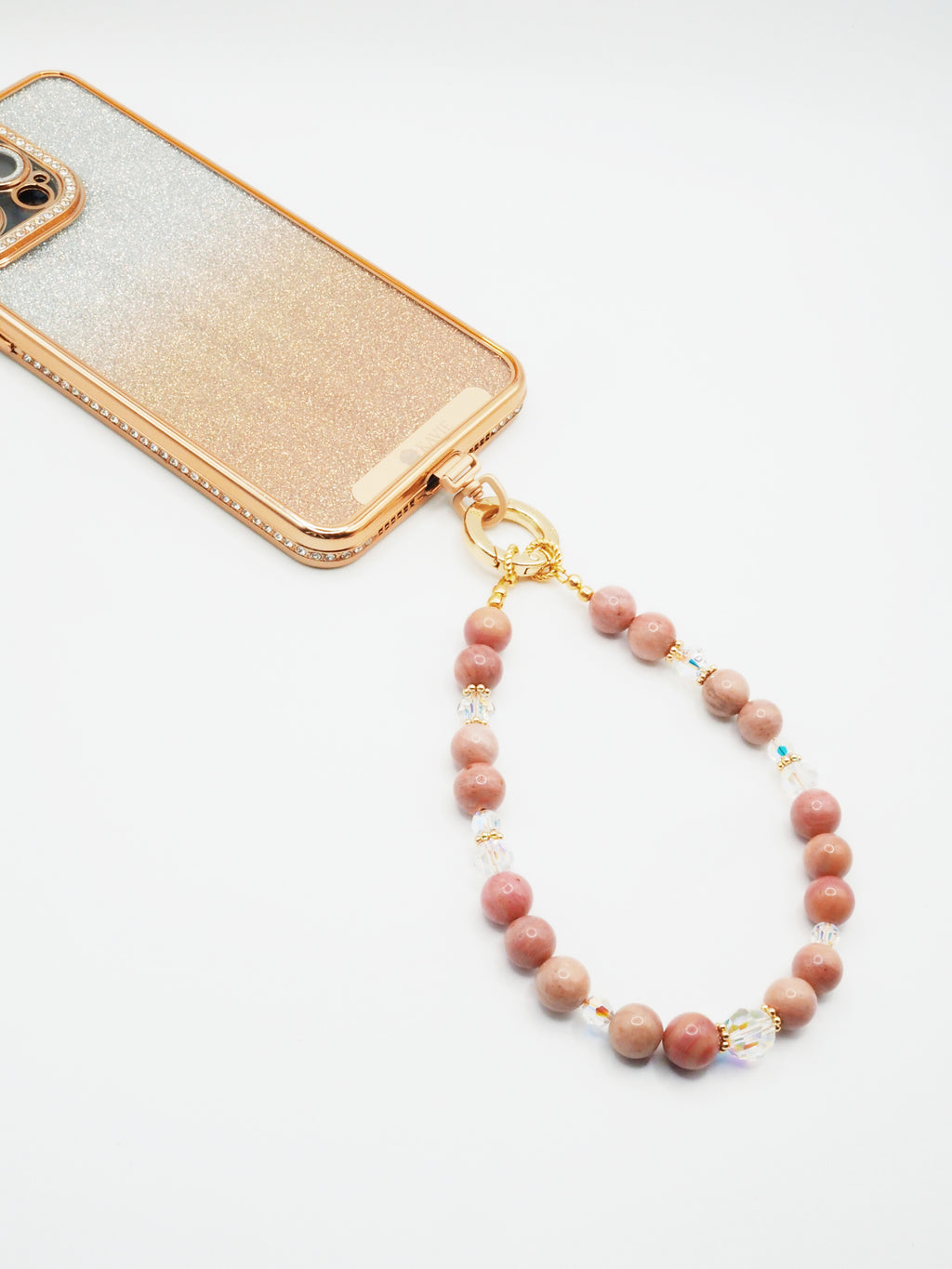 Pink Rhodochrosite | Phone Chain Wrist Strap