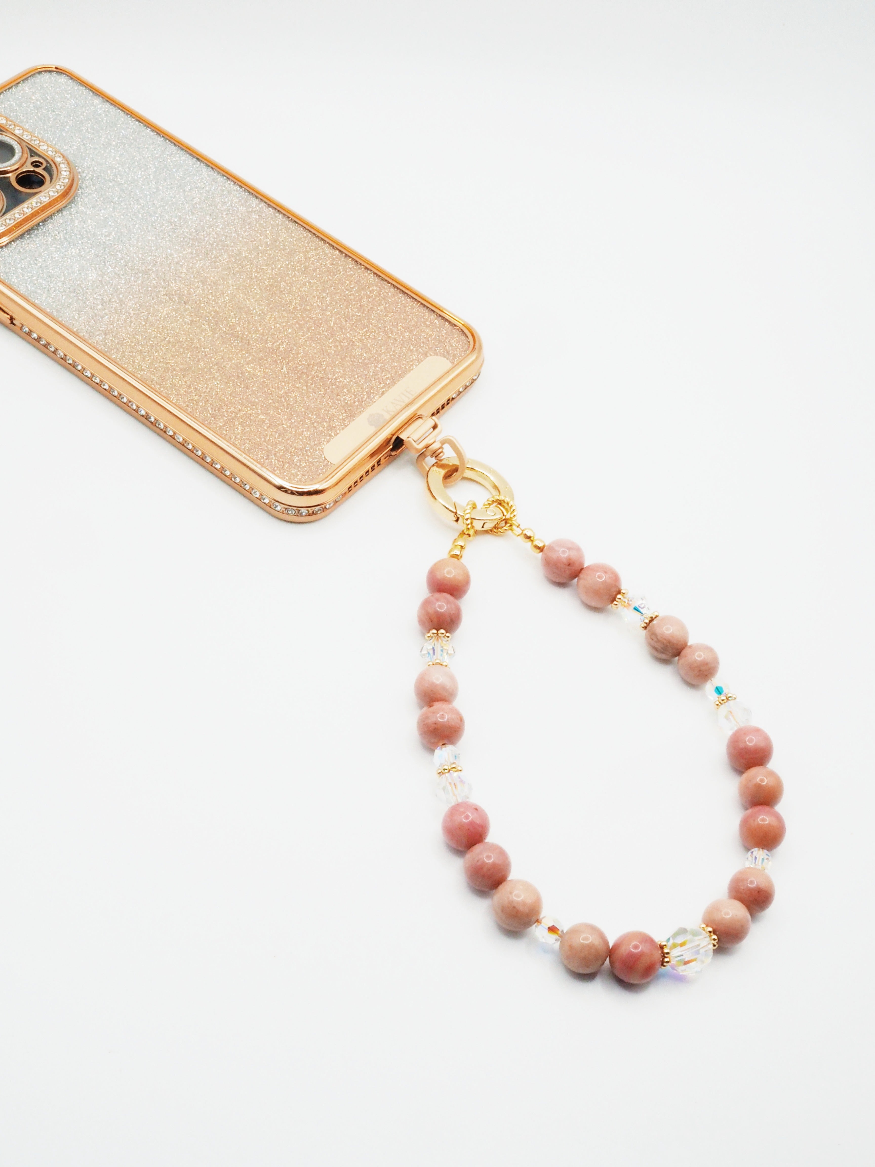 Pink Rhodochrosite | Phone Chain Wrist Strap