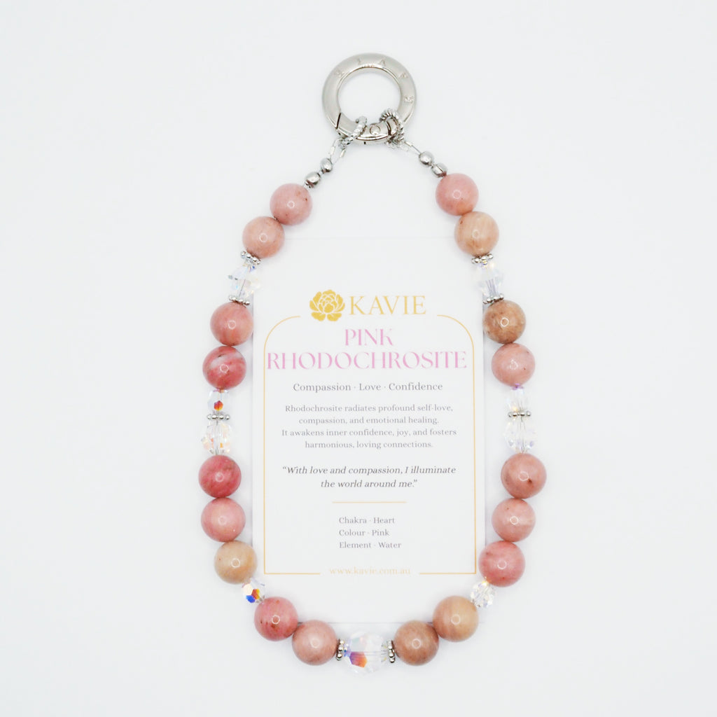 Pink Rhodochrosite | Phone Chain Wrist Strap