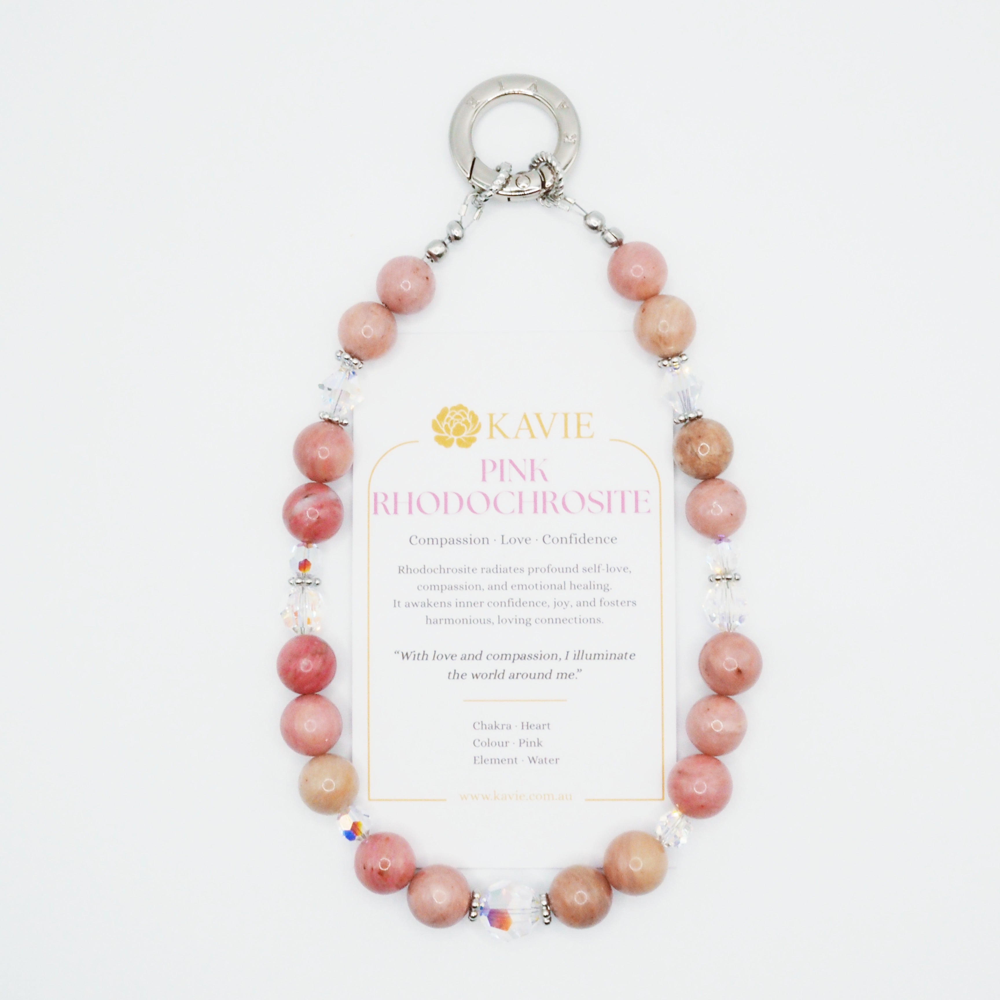Pink Rhodochrosite | Phone Chain Wrist Strap