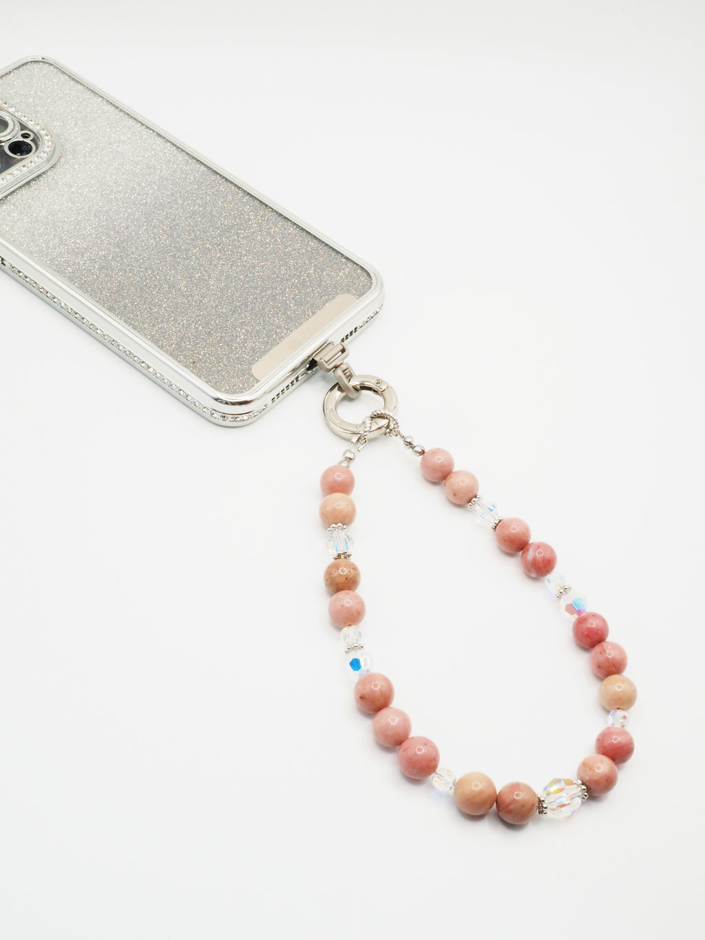 Pink Rhodochrosite | Phone Chain Wrist Strap