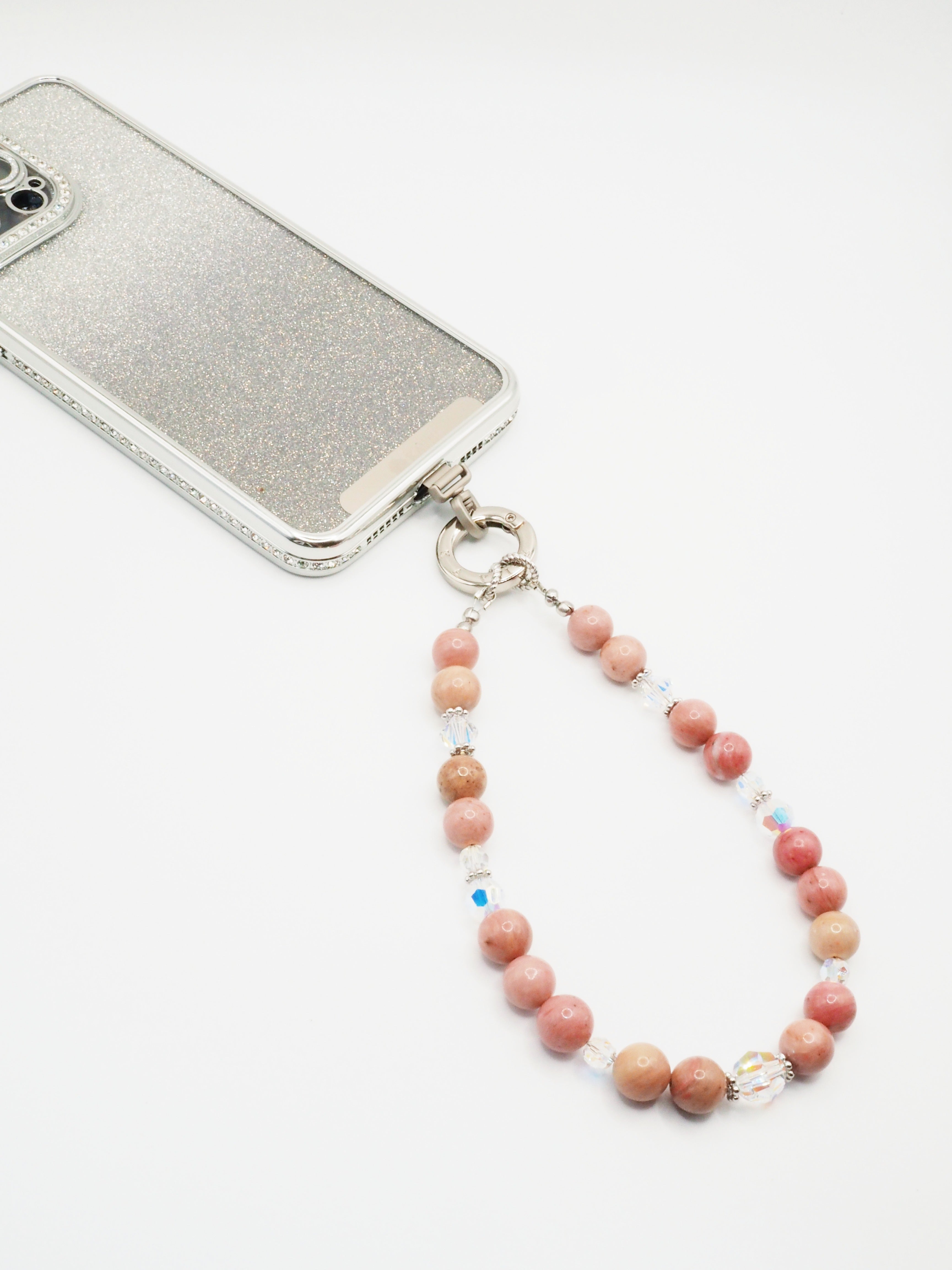 Pink Rhodochrosite | Phone Chain Wrist Strap