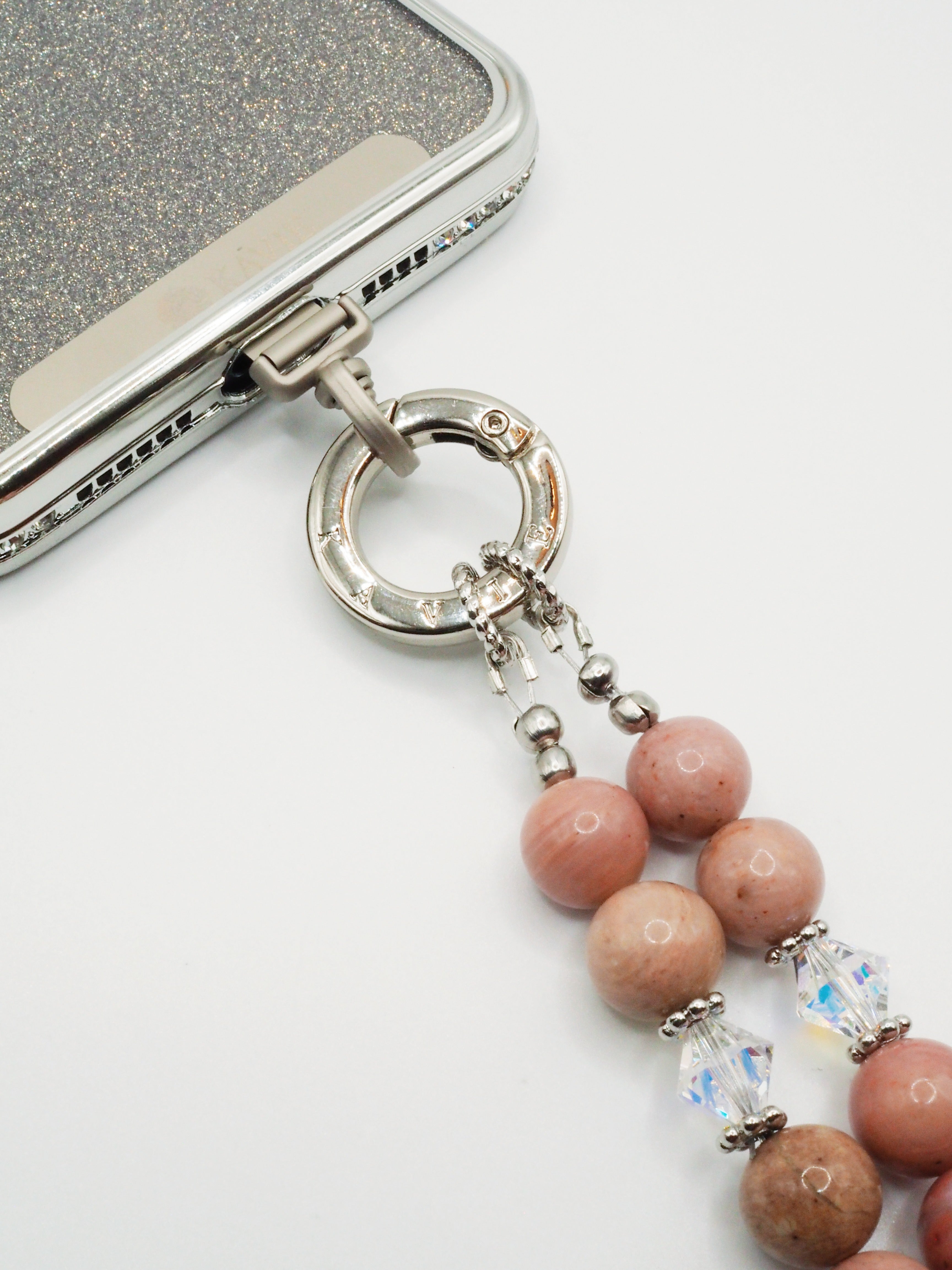 Pink Rhodochrosite | Phone Chain Wrist Strap